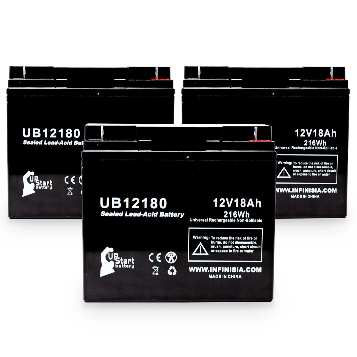 T4 CSB AMERICA OF Lead Universal Compatible 3x Battery Battery Terminal, BATTERY 18000mAh, SLA) Pack Replacement GP12170B1 Sealed (12V, - AGM, UB12180 18Ah, - Acid