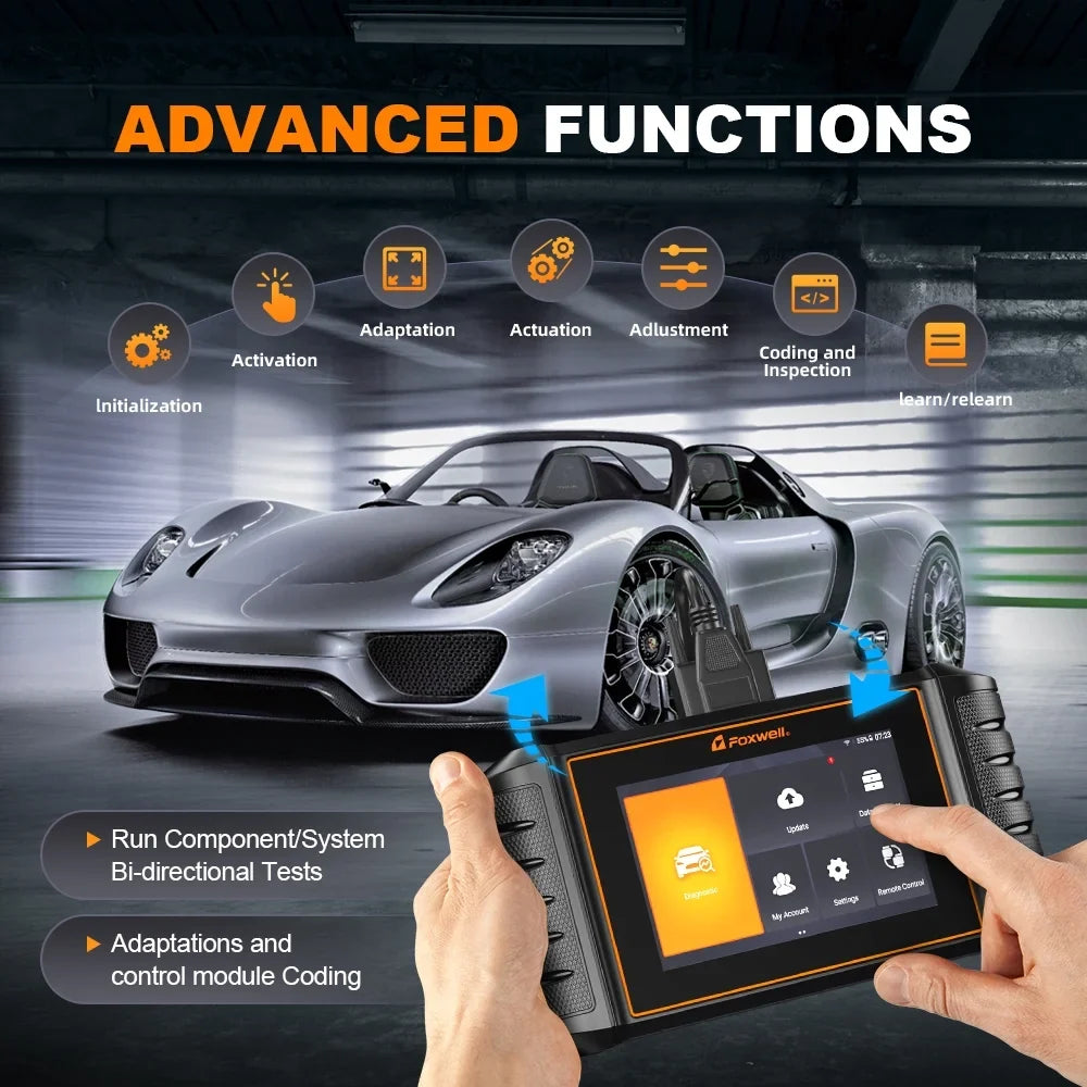 NT710 30+ Code Full Wireless Automotive Car Automotive Diagnostic Scanner Tool Control Foxwell Scanner Auto Scanner Analyzer Scan Reader Bi-Directional Service Scanner Reset OBD2 Automotive System