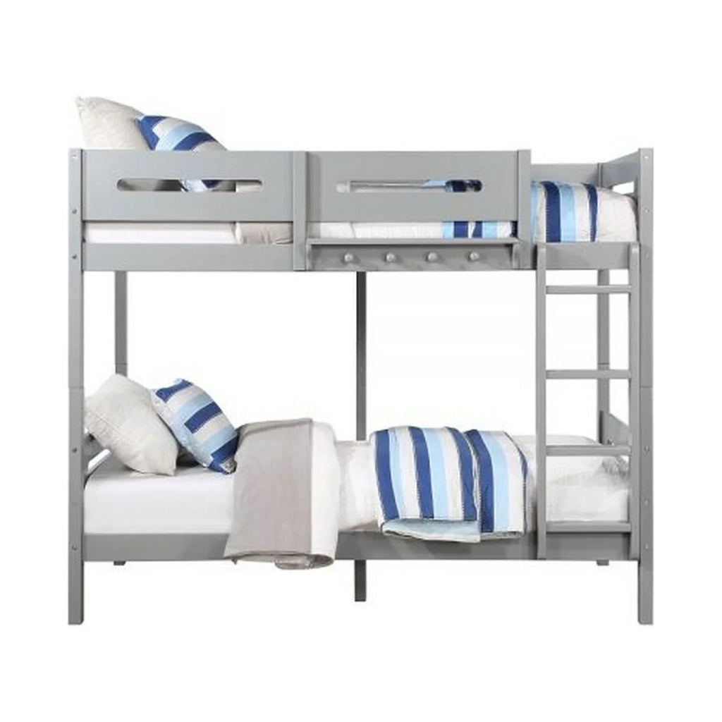 Bunk BenJara with Twin Ladder, Facing Pine Wood, Front White Solid Finish Bed Asin