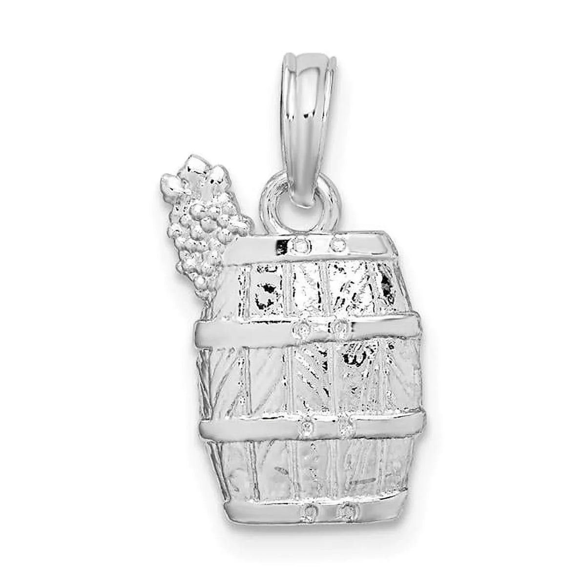 Silver Finest Gold with Sterling Grapes Barrel Polished Pendant wine