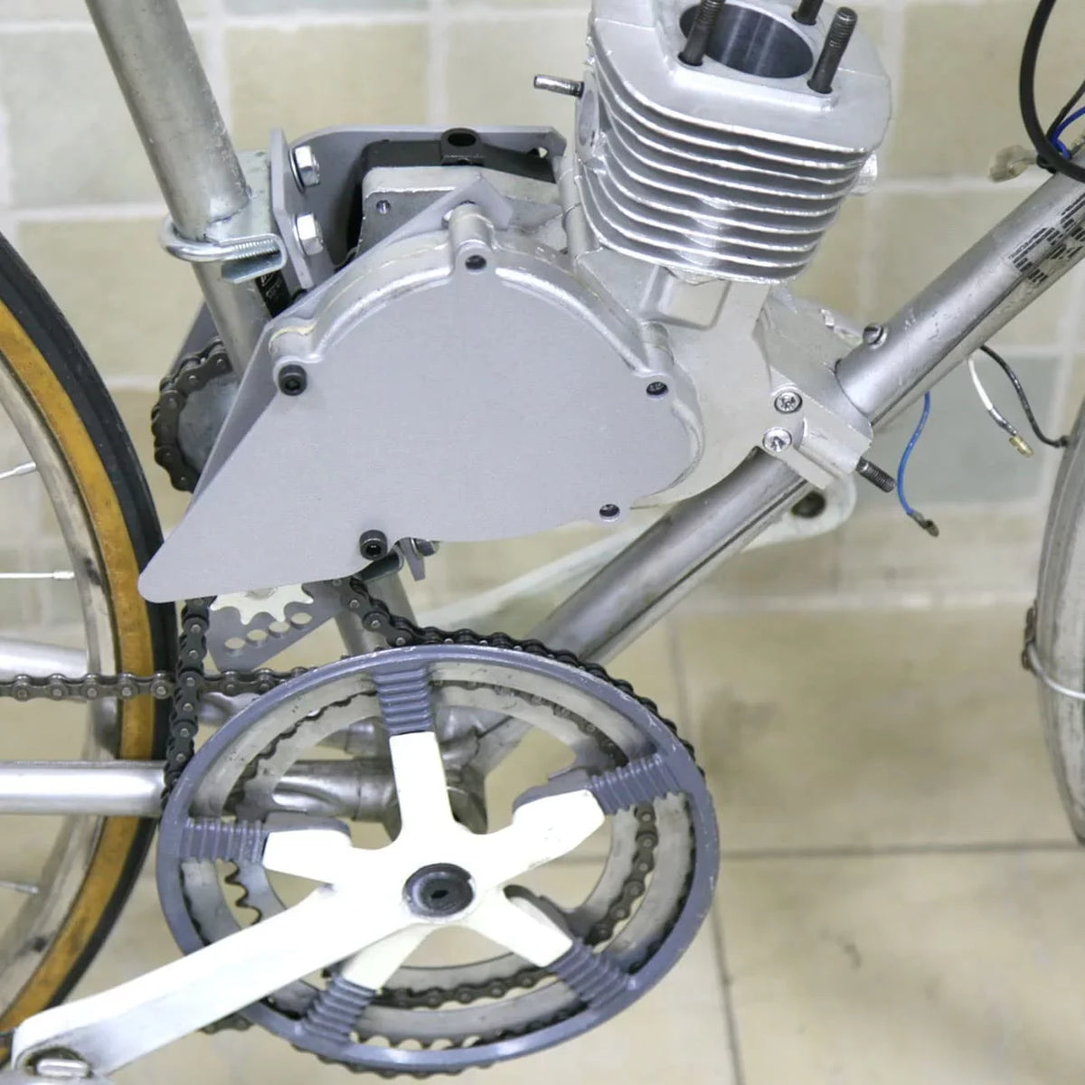 Gas Silver Conversion Bike Set Shifter Jackshaft 415 Chain Kit 2-Stroke Motorcycles for