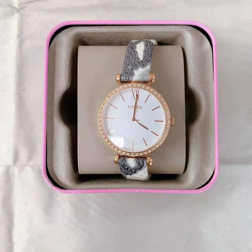 BQ3532 Fossil Leather Three-Hand Watch Tillie Grey
