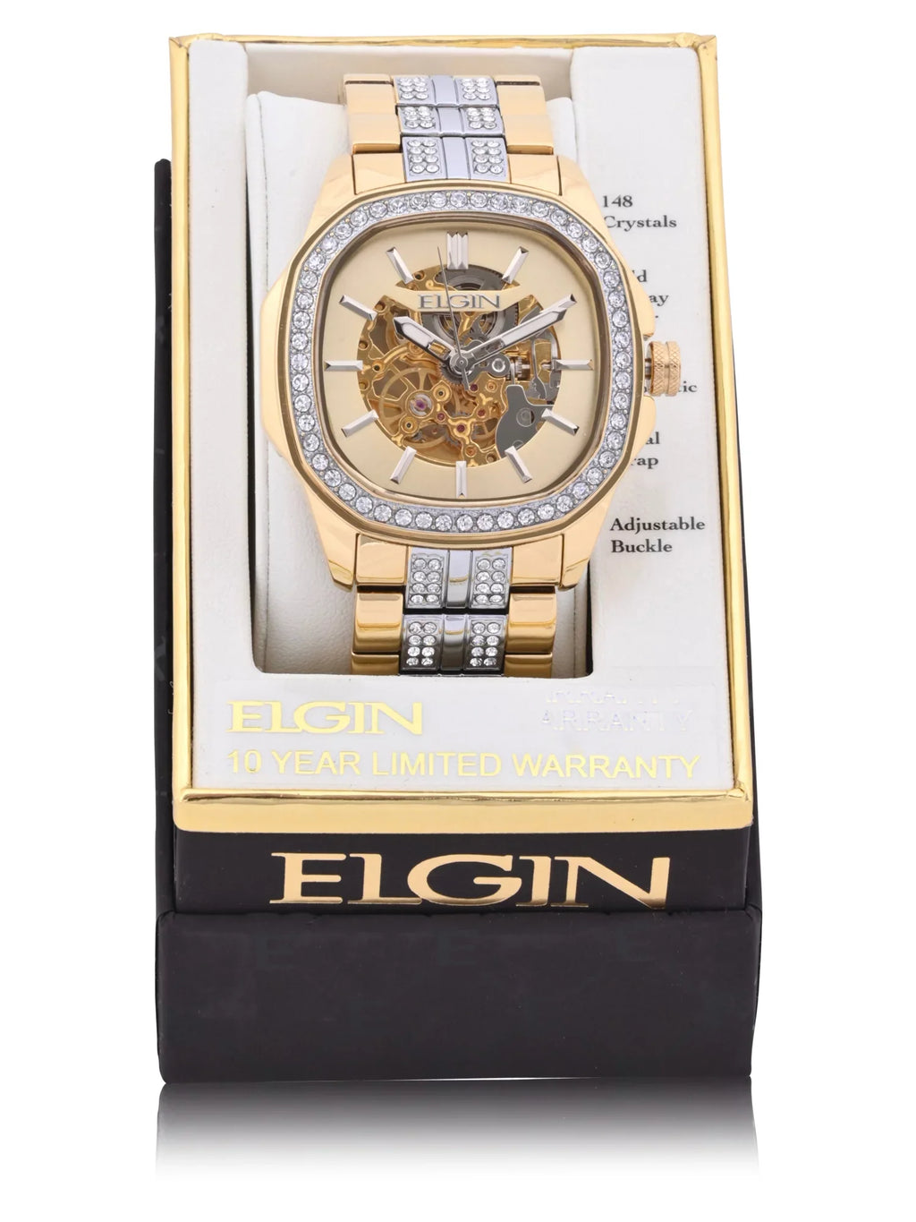 Brass with Watch Bezel Adult Male and Elgin Allow (FG180018) in with Gold Case Czech Stones