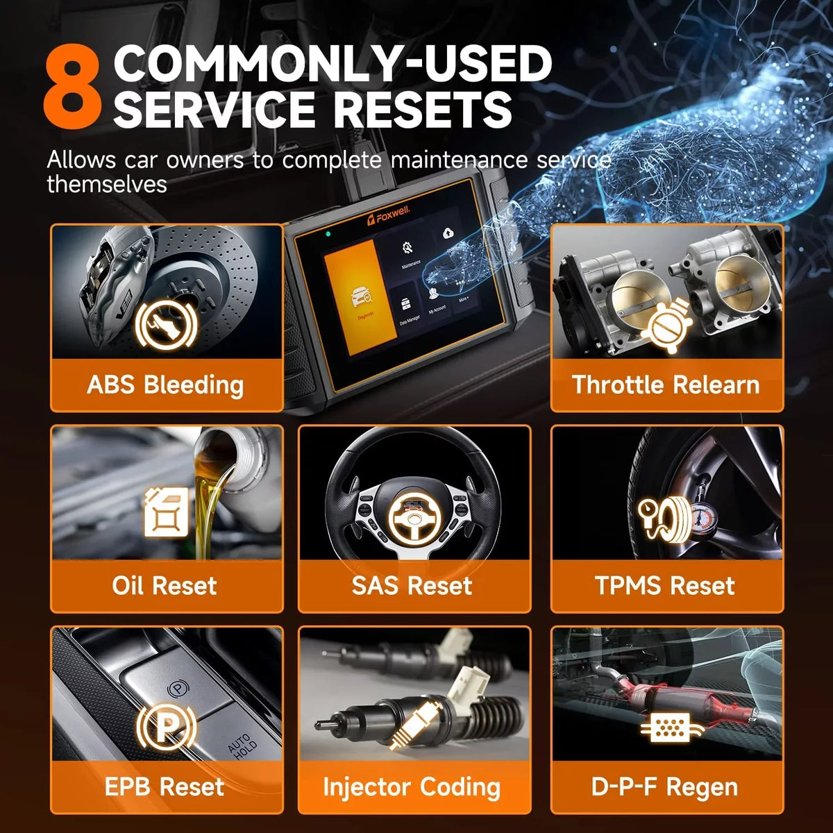 Oil Coding TPS Reader OBD2 BMS Foxwell Reset Car EPB NT726 Scan Injector System Gearbox Car Analyzer Scanner ABS DPF OBDII Automotive Equipment Tool SAS Bleeding TPMS Code Diagnostic Automotive All