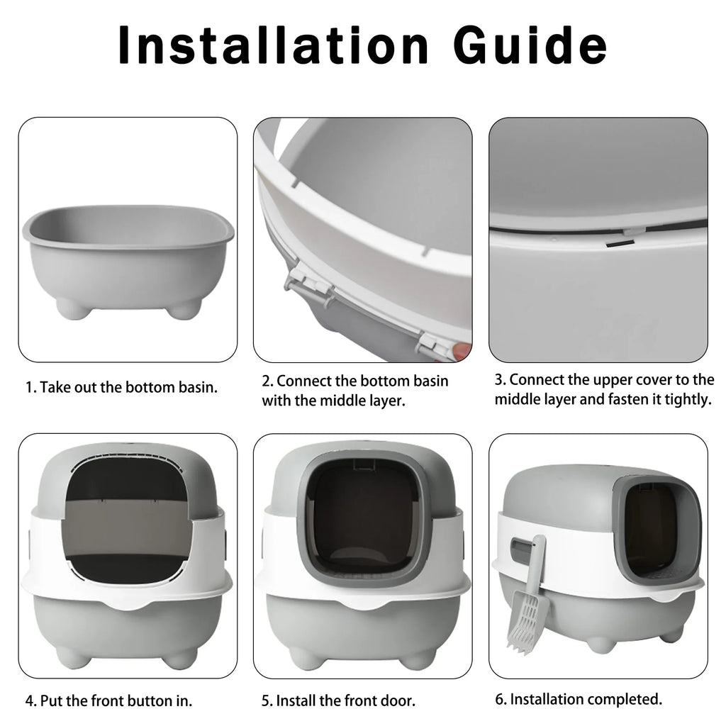 Box,Pets Litter Large Smelly Boxes,Odor Cat Litter Control,Jumbo Hooded,Gray,Door Isolate Enclosed Cat EOIVSH
