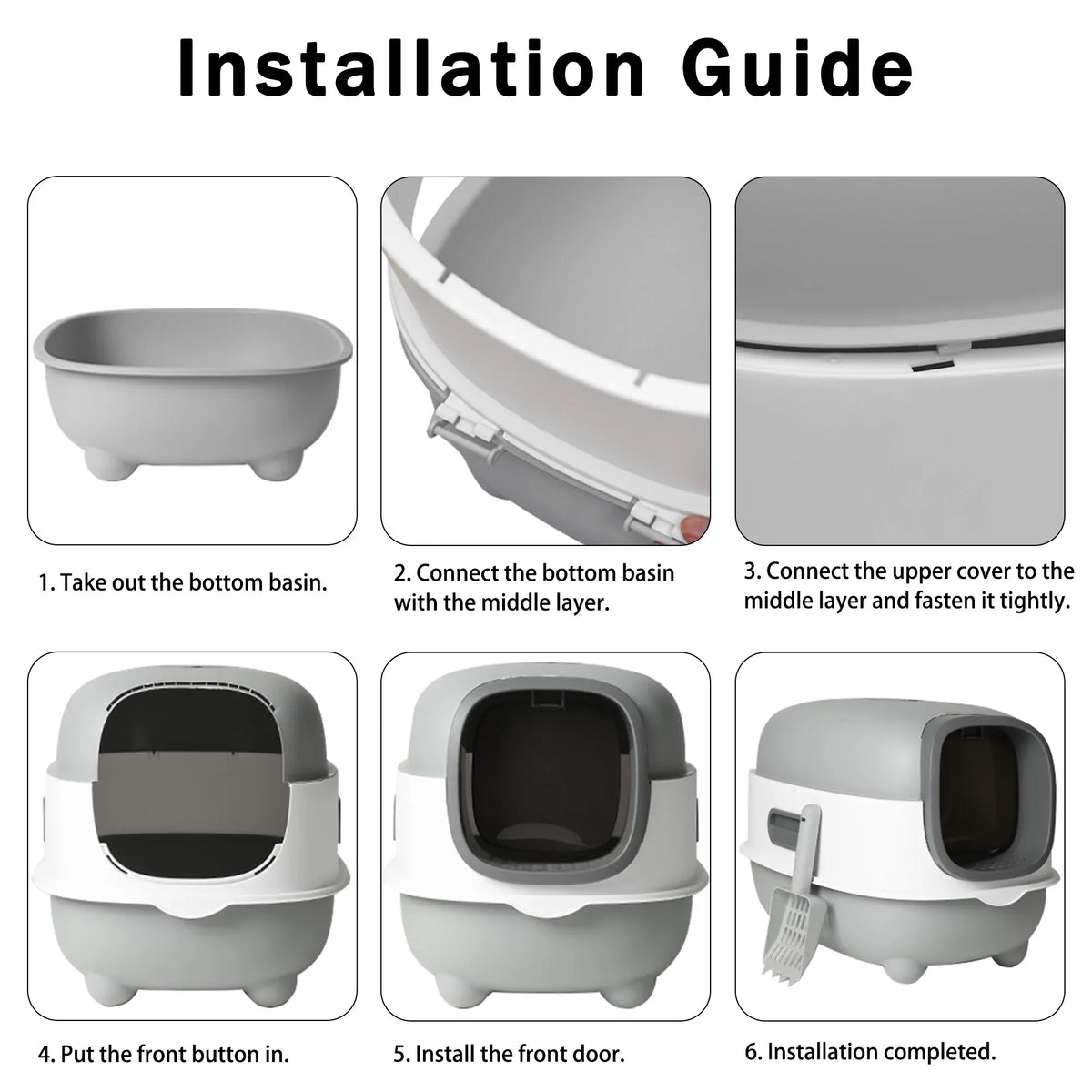 Box,Pets Litter Large Smelly Boxes,Odor Cat Litter Control,Jumbo Hooded,Gray,Door Isolate Enclosed Cat EOIVSH
