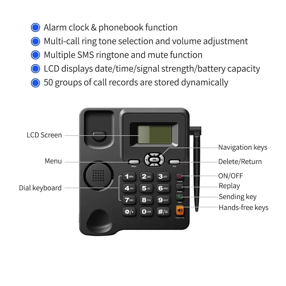 Telephone Home Bisofice Cordless Dual Office GSM for Phone Use SIM and Desktop and with Set Support Cards