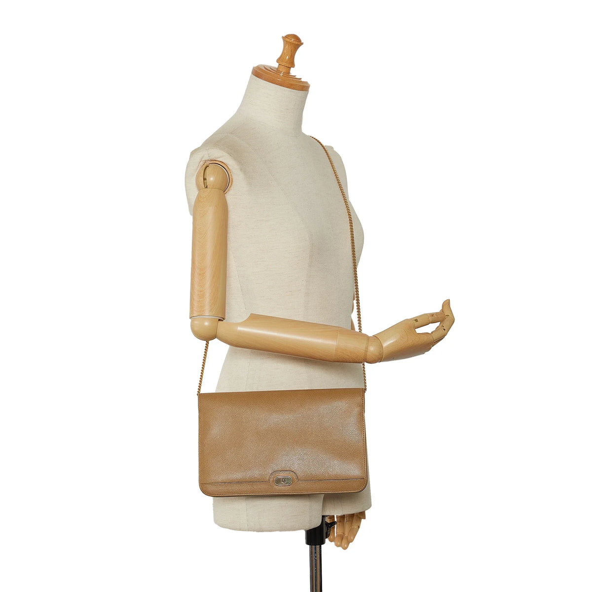 Authenticated Bag Crossbody Crossbody Calf (Good) Dior Brown Pre-Owned Unisex Leather Chain