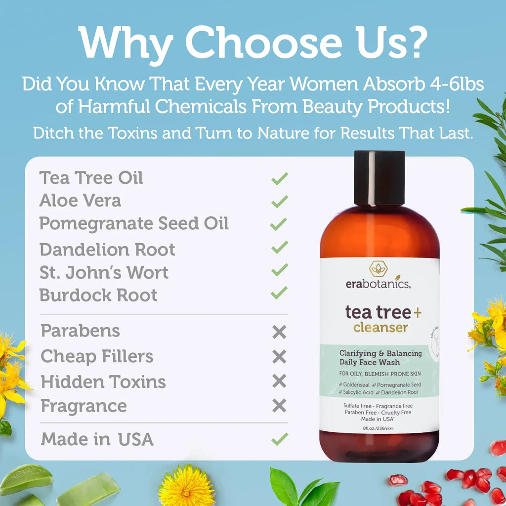 Body and Oil Face Era Cleanser Tea Wash Tree 8oz Organics