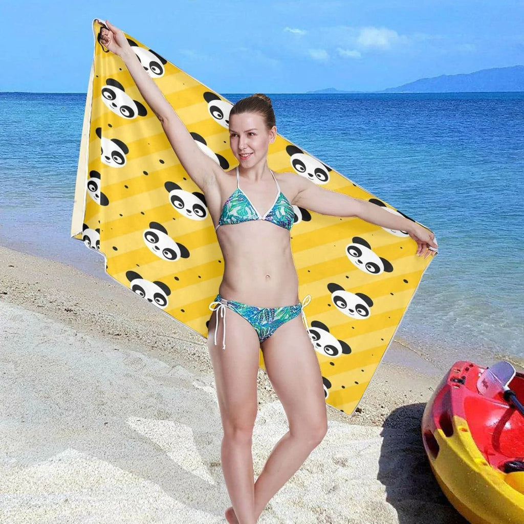 Dry 31”X71” Towel Panda Quick Dot Towel, Multipurpose Towel Beach Shower Microfiber Bestwell Blanket, Bath Free Thin Pool Yellow Yoga Towel Oversized Polka Sand Lightweight Swim