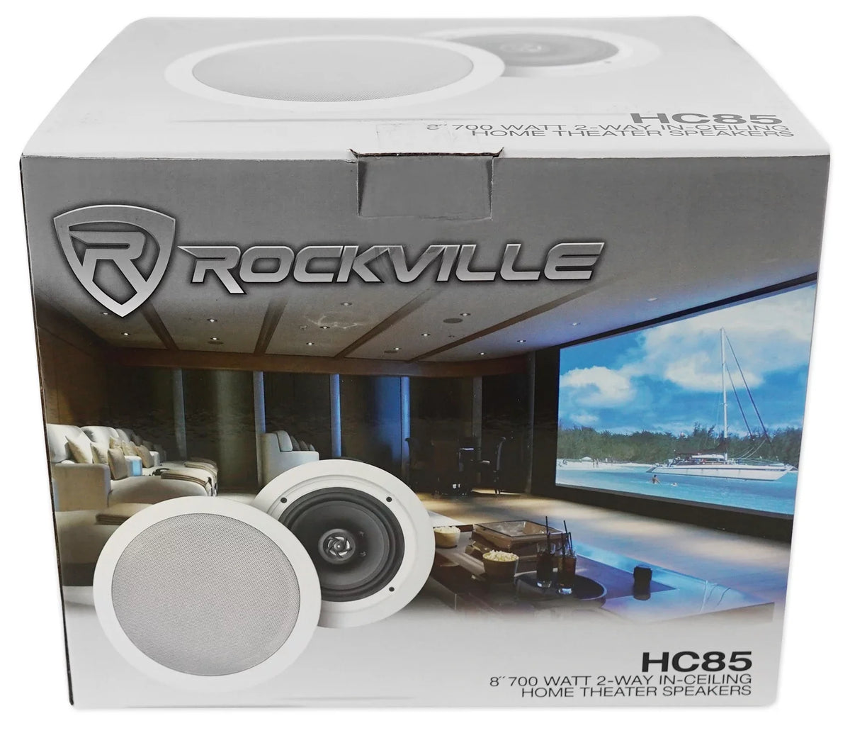 Rockville Home 8" (8) Ceiling Speaker w/ System Receiver Speakers+4-Zone 4-Room