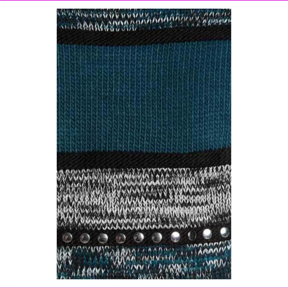 OS Print Kors, Wrap Embellished Stud LUXE Fringe Stripe TEAL,dimension Michael Scarf,