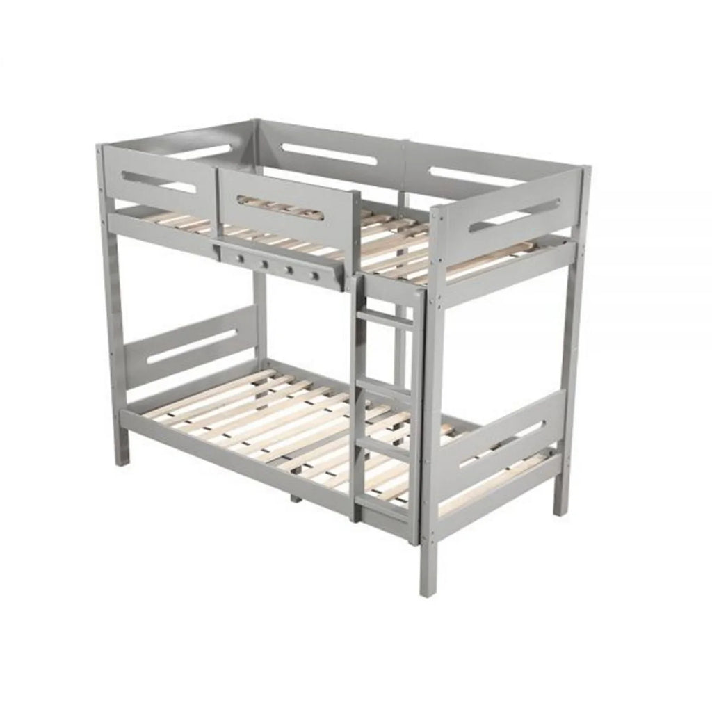 Bunk BenJara with Twin Ladder, Facing Pine Wood, Front White Solid Finish Bed Asin