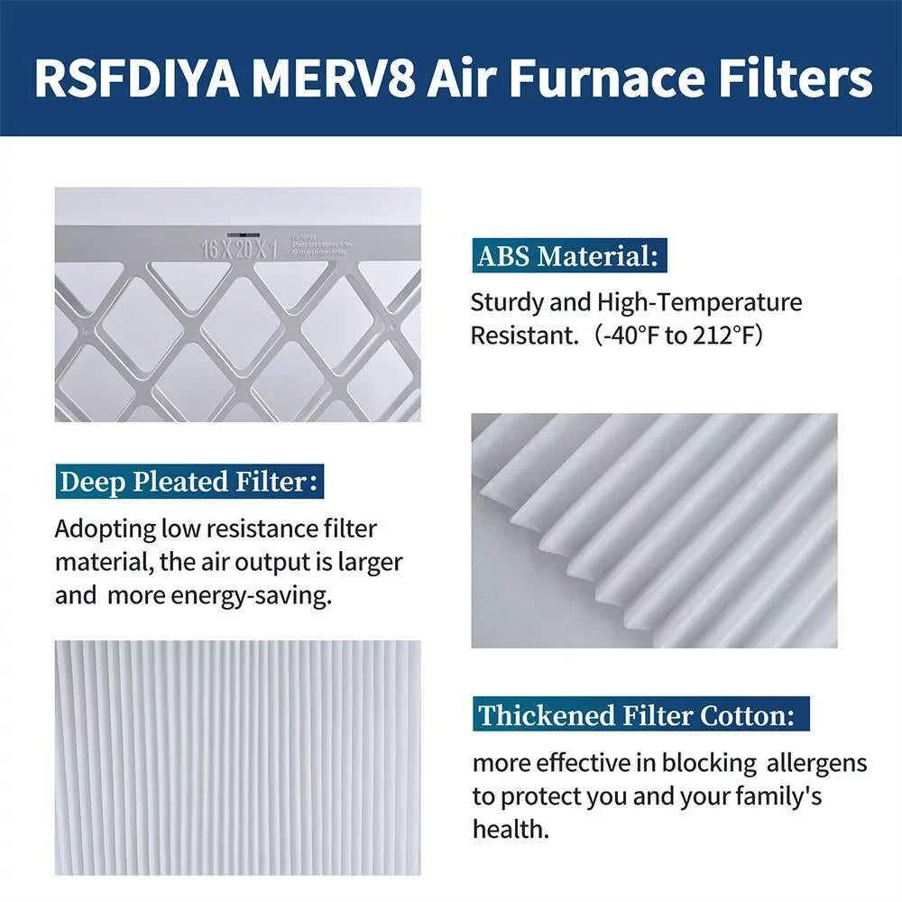 MERV13 RSFDIYA MPR Reusable Filters Air 6-Pack HVAC Filter AC 1800 Air 16x25x1, Furnace