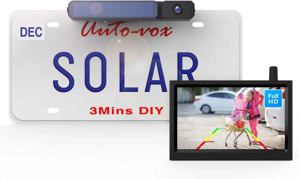 Vehicles Solar Reverse Backup IP68 for Camera Camera Wireless Plate Trailer/SUV AUTO-VOX Camera License Waterproof