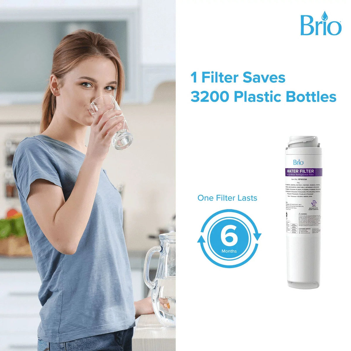 Filter GSWF, 100749C, liquid GE Replacement WIth GSWF3PK, Refrigerator 6023A 100749-C, 100810A 100810/A, Brio Compatible GSWFDS,