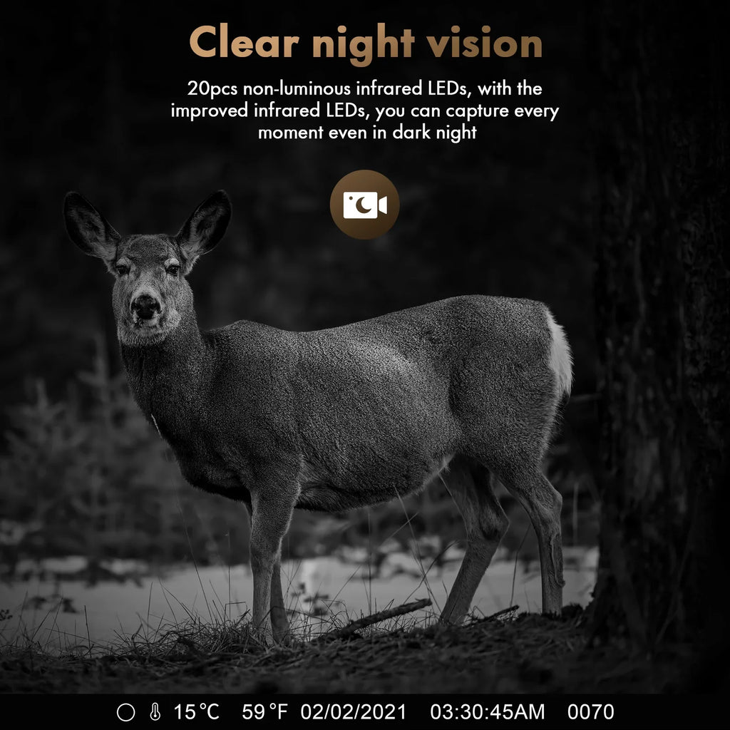 Rechargeable Hunting Card Night Camera CAMPARK IP66 Lithium 2.0" LCD 1080P Vision Cam 0.1s with 24MP Built-in SD Angle Speed Solar 2500mAh 120°Wide Trigger Game Battery Trail Camera Waterproof with
