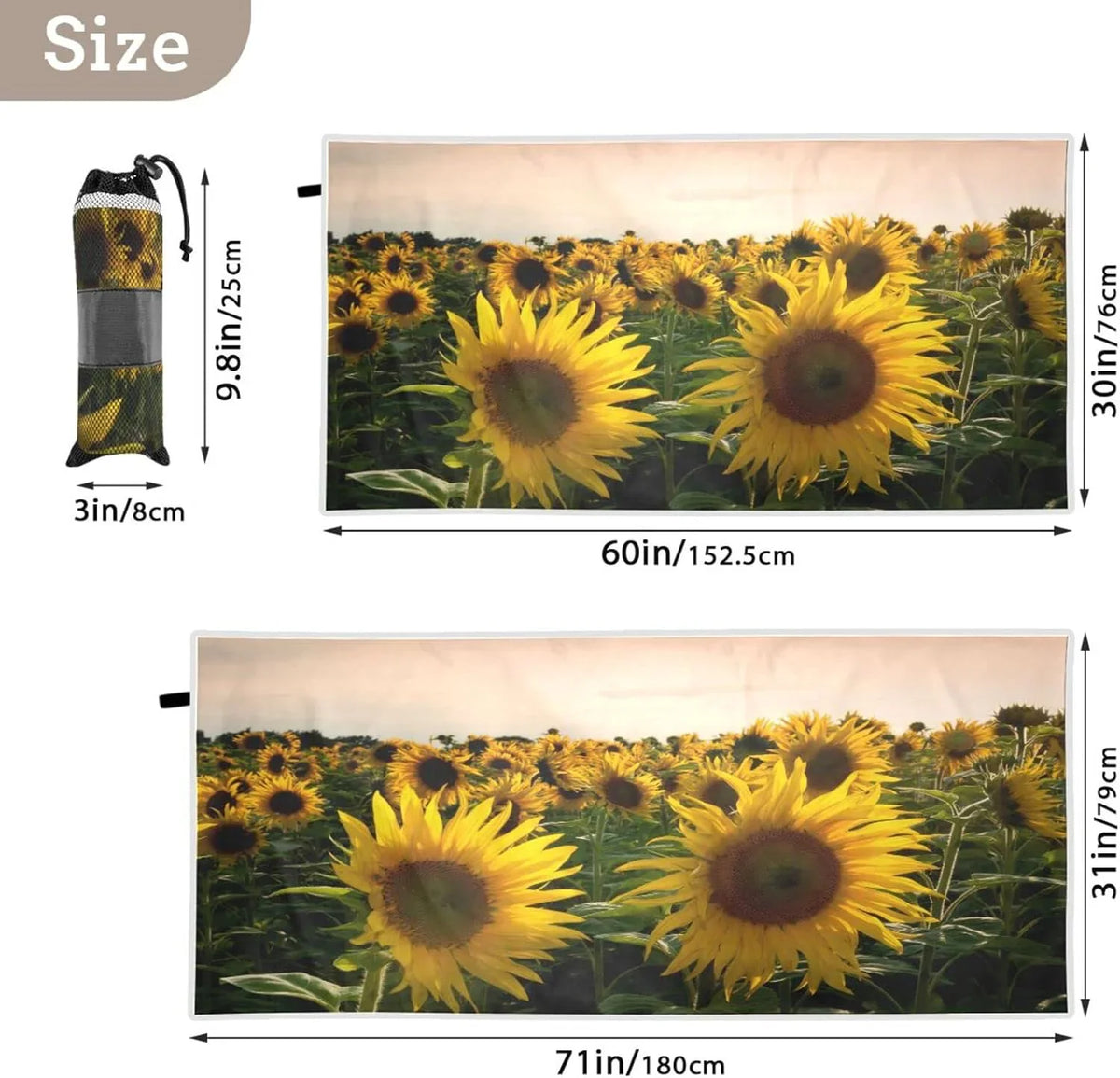 Sunflower Oversized Towel Compact Travel Bestwell Super Absorbent Field Towels Camping Holiday（363） - Beach Lightweight Swimming Towel - Dry Quick for
