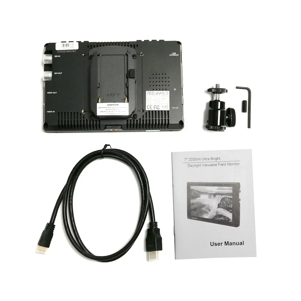 for Ultra Design Daylight Input FW279S Output Viewable Even Outside IPS 1920*1200 Viewable Inch 7 Thin in Field 2200nit / Panel 4K 3G-SDI Bright Sunlight Direct Monitor FEELWORLD