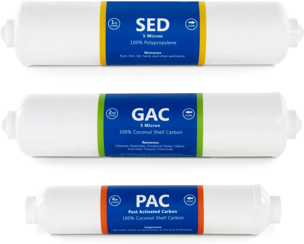 carbon inline replacement sediment, set filters connect osmosis countertop reverse gac 1?4” and pac quick cartridges filters 6 - month system set filter filter filter 3