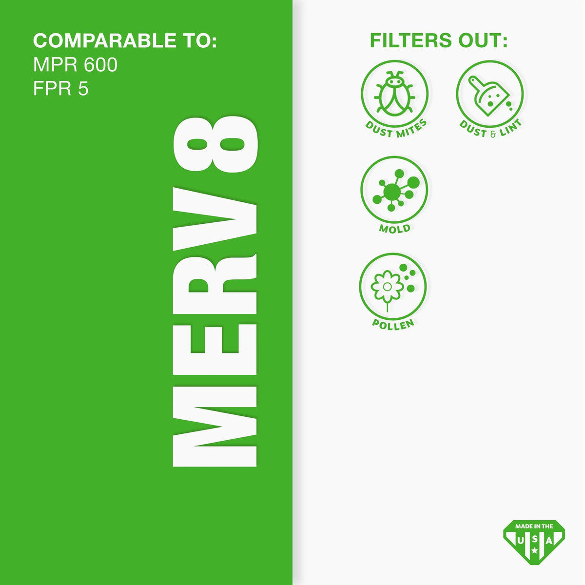 Pleated Aerostar Filter, Air Pack MERV 8 6 20x25x4 Filter, Furnace Air AC