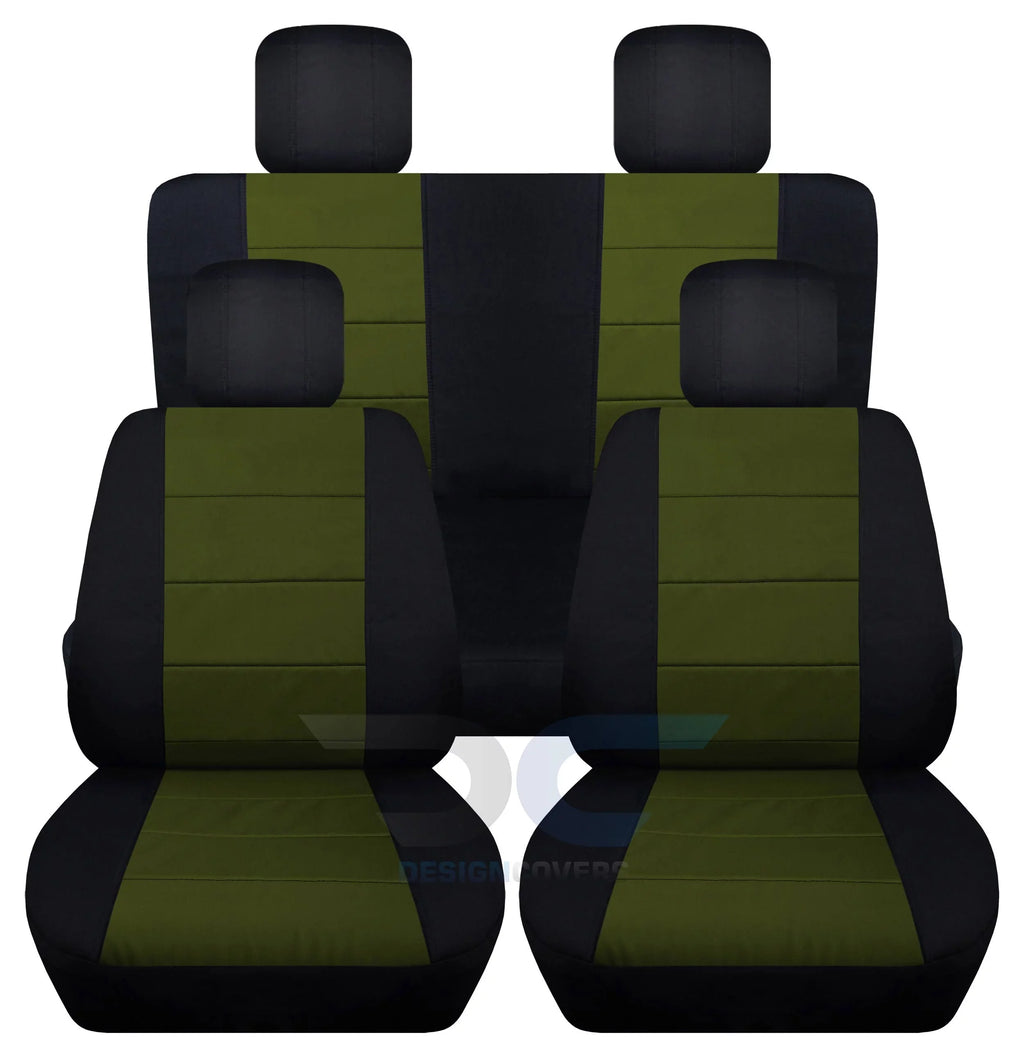 Jeep Cotton and JK Fits Front Solid Seat 2-Door T247-Designcovers Covers:Black Wrangler Hunter Green - 2007-2010 Rear & Bench
