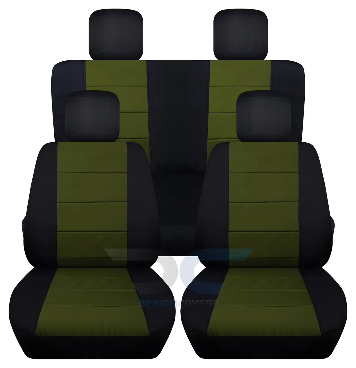 Jeep Cotton and JK Fits Front Solid Seat 2-Door T247-Designcovers Covers:Black Wrangler Hunter Green - 2007-2010 Rear & Bench
