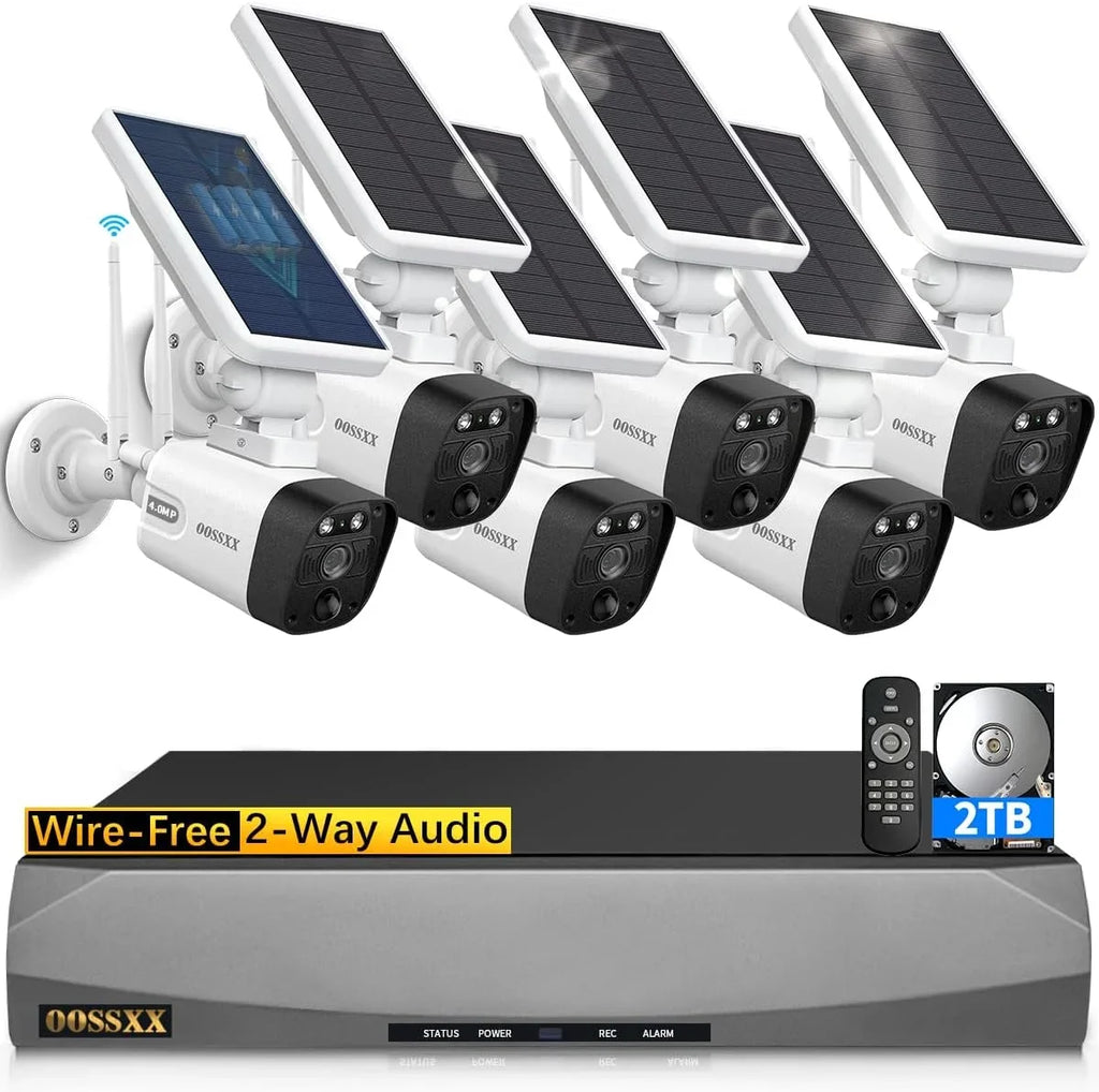 Home pre-installed OOSSXX {100% Drive Camera System}, Wire-free Wireless Hard 3.0MP Security 2K with by 2TB Surveillance Solar system, 8-channel 6pcs cameras NVR, solar