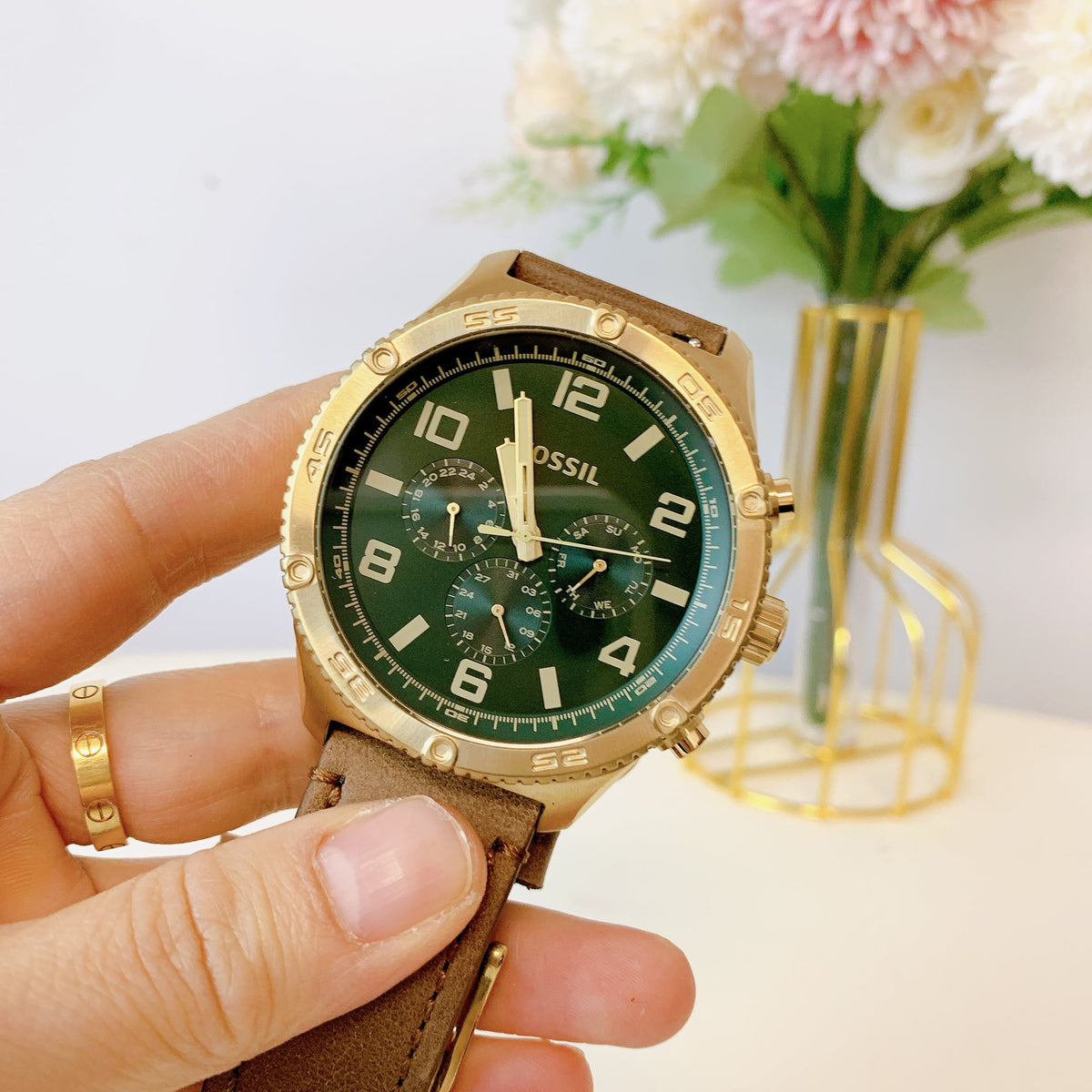 Leather Brown BQ2742 Watch Fossil Brox Medium Multifunction