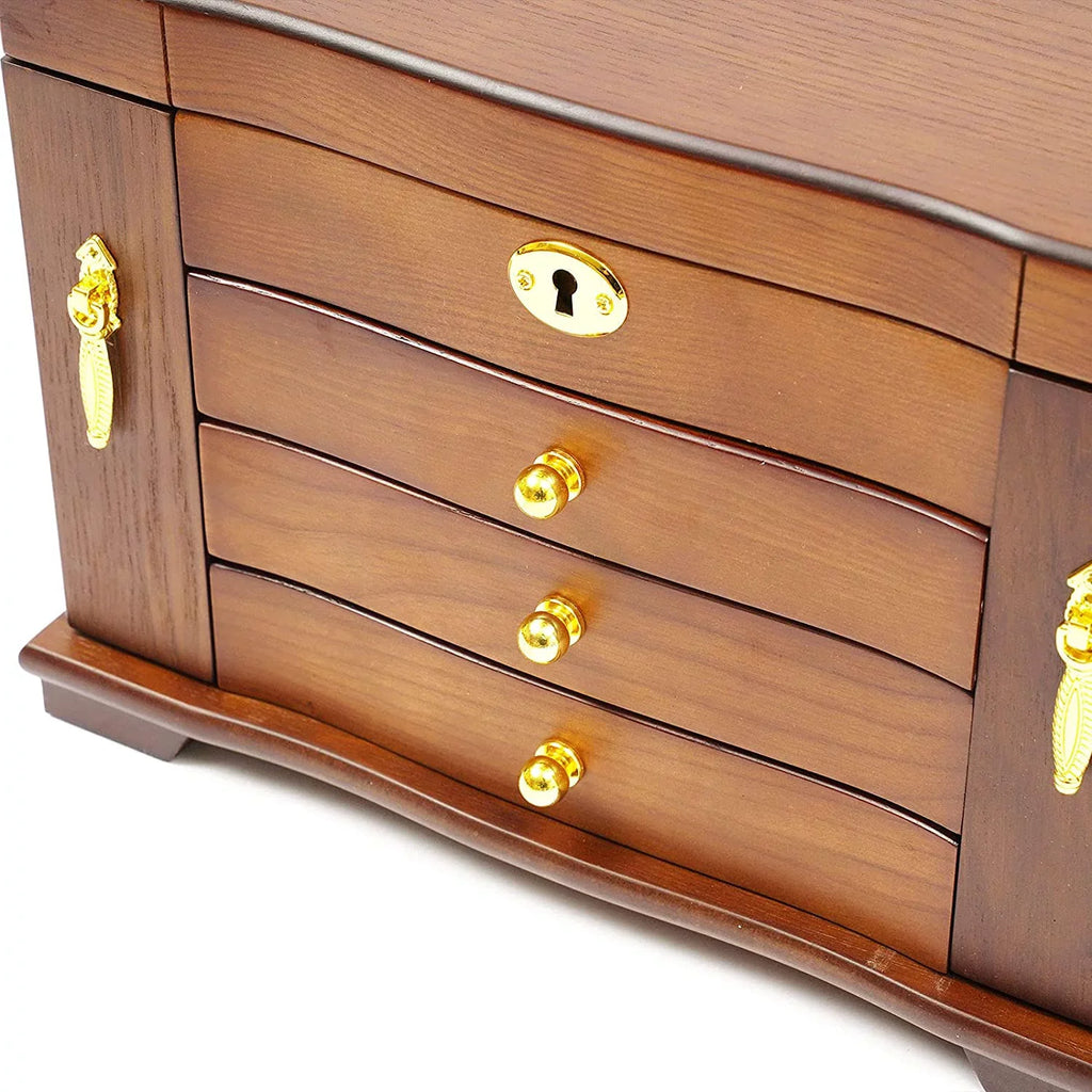 2 Gemstone Case Swing-out W/ 4 Drawers and Storage Case layers Display Wooden Cabinets MONIPA 4 Jewelry