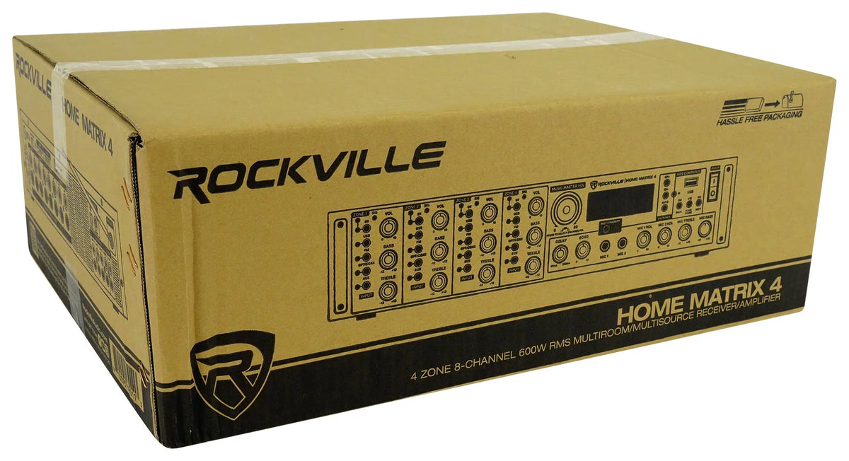 Rockville Home 8" (8) Ceiling Speaker w/ System Receiver Speakers+4-Zone 4-Room