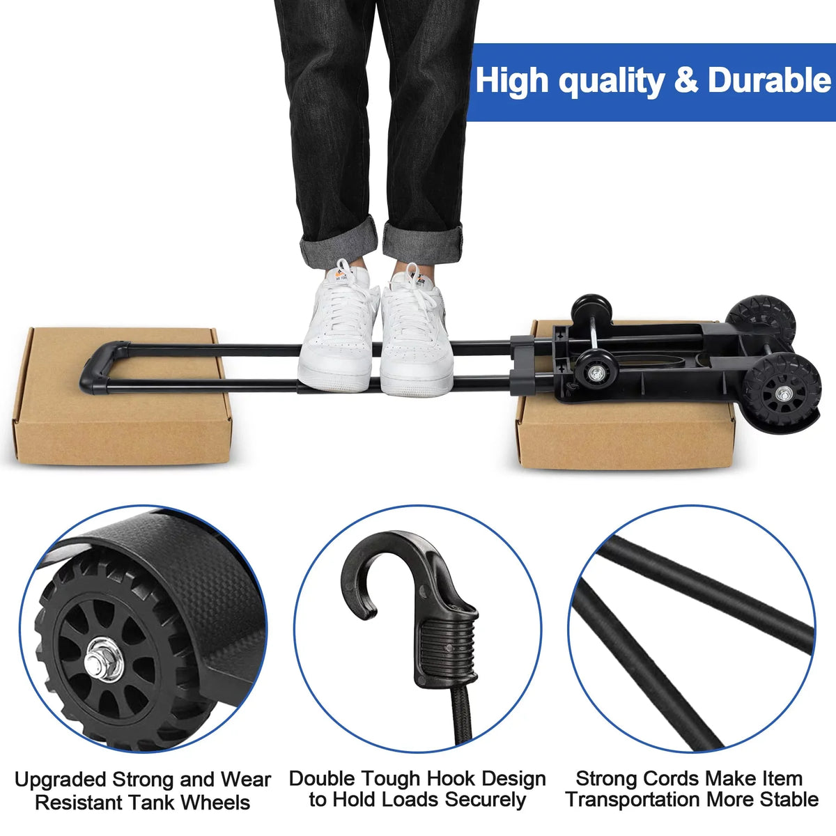 Luggage Big Moving Cart Utility Cart Platform with Travel Duty Office for Truck Use. Folding for Cart Hand Black and Cart Lightweight Capacity Collapsible siisll Wheels Folding Heavy for Home, Luggage