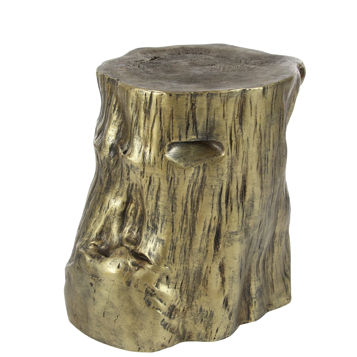 Grain with Carved Gold Table, x Finish 19"H Inspired Log Eclectic Wood Accent 18"W Chopped DecMode Gold Tree