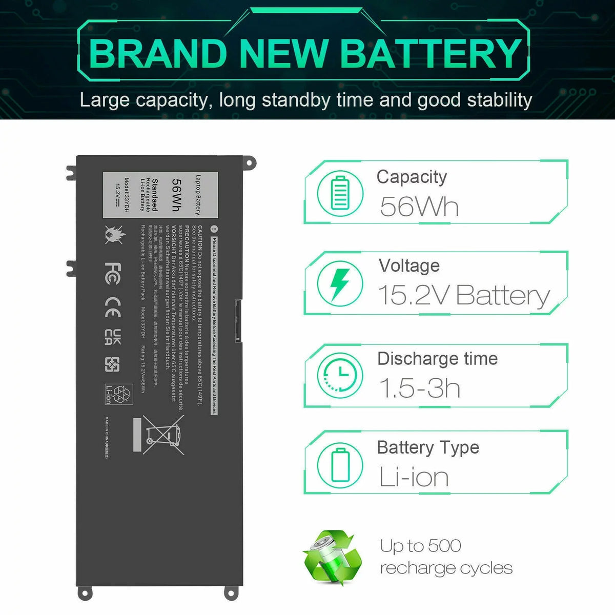 15 3779 G5 7588 17 5587 15 15 G3 G7 Battery 3579 J9NH2 for PVHT1 Laptop