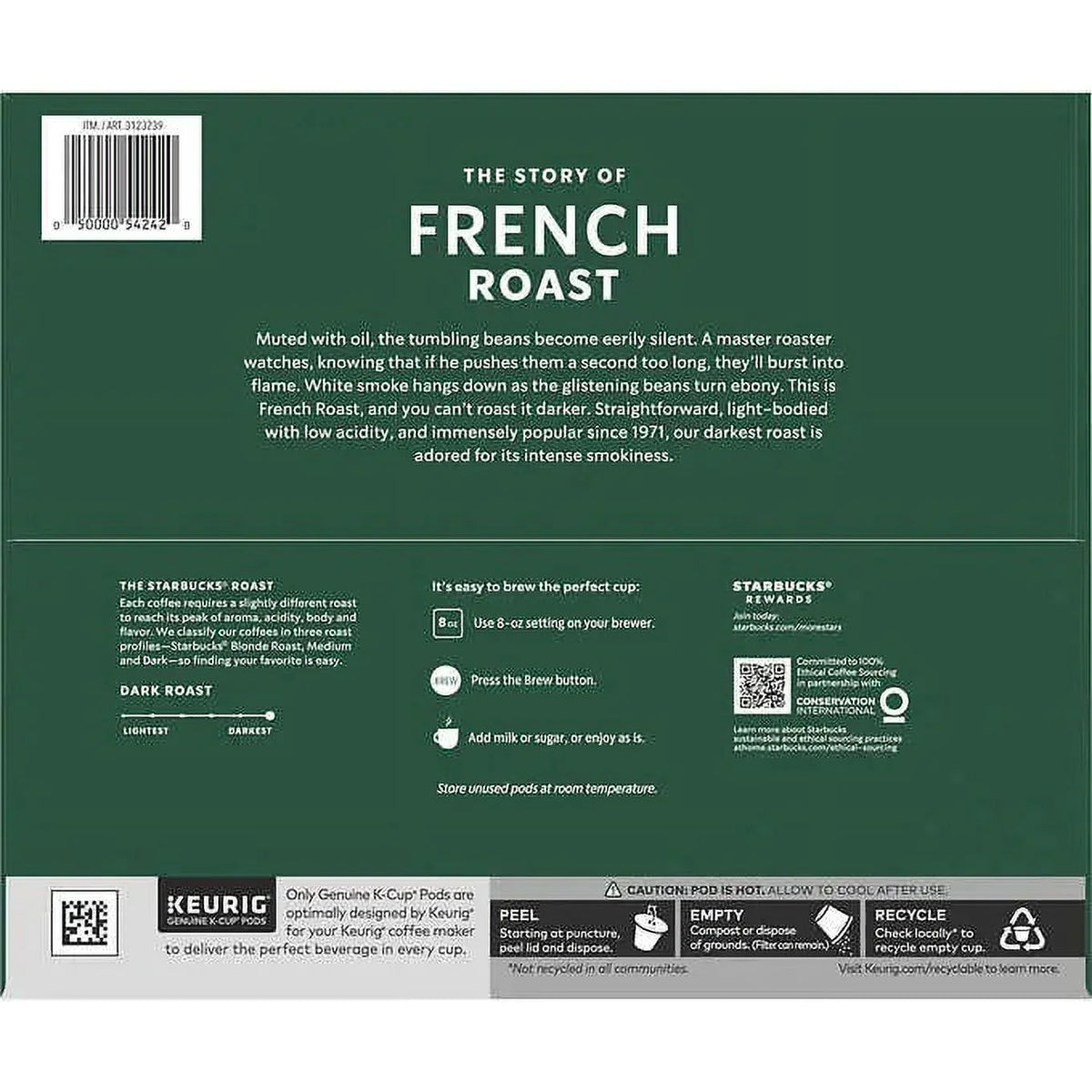 Starbucks K-Cup, Dark Roast 72-Count French