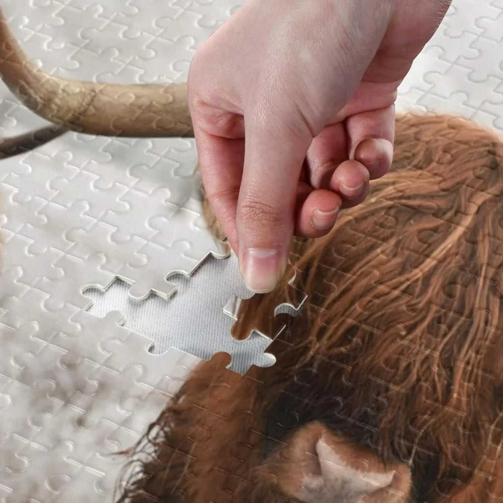 Scottish Wooden Puzzles for Friends Gift Adults, Pieces Creative Exercise Grandparents 500 for Jigsaw Challenging Parents Family Highland Fun Brain Game Jigsaw Cow Puzzle