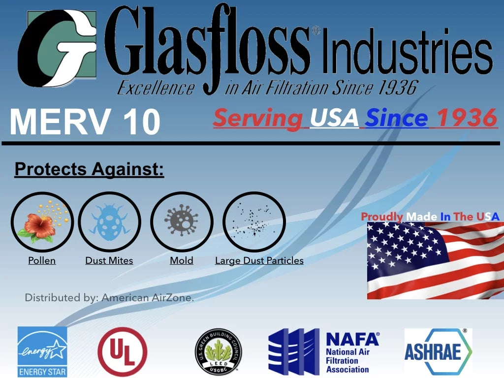 Glasfloss Air Air Home 2" In HVAC or 24x28x2 Made (Pack Filter - - Office - MERV - of 10 Air The Filter or Pleated AC - USA. Furnace - Filter 4)
