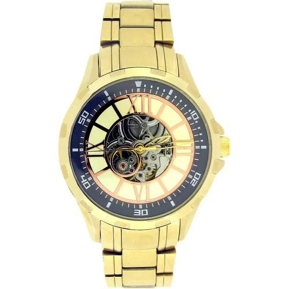 Full Male Arabic (FG9040) Elgin Gold-Tone Automatic Adult with Rose Dial Watch