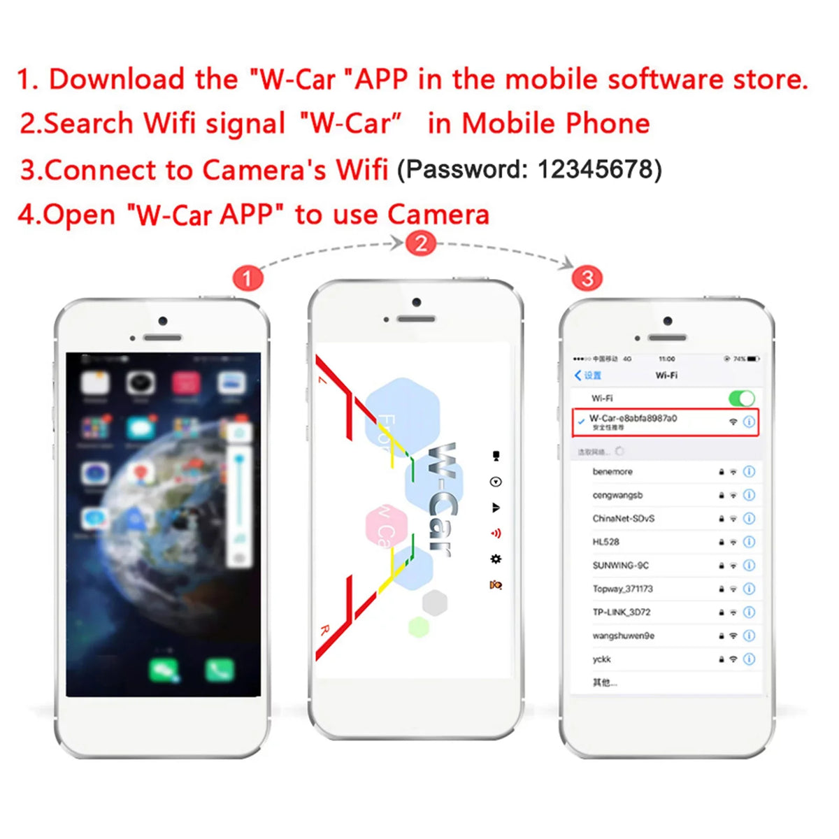Waterproof Camera Bus Reverse View Night WiFi Reversing IP67 Monitor Wireless Camera, Backup Wireless ~36V Automobile Truck Rear Car LED Vision HD