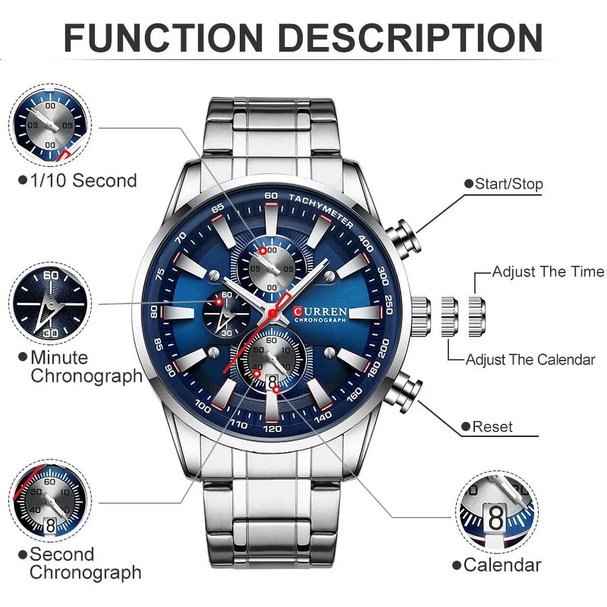 Wrist for Watch Sport Men Men’s Relogio Masculino Date Luxury Top Waterproof Black Chronograph Brand Watches Silver Watches New Quartz