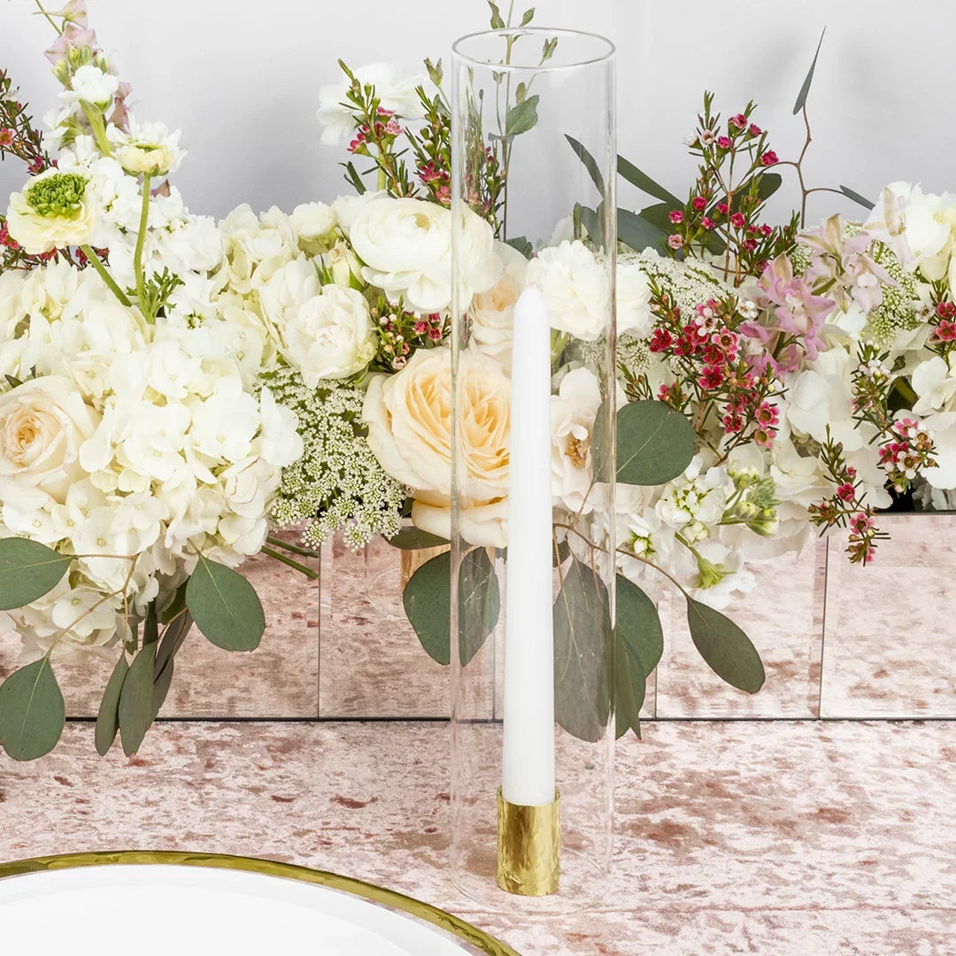Set Holders Glass Tall, Weddings of 6 Taper Centerpieces, with Minimalist for Candle Wholesale 14" Hurricane Koyal