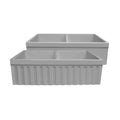 Farmhaus with Front Matte Double a Light Quatro Sink Cement Whitehaus Fluted Bowl Fireclay Fireclay Alcove Reversible Collection Apron -