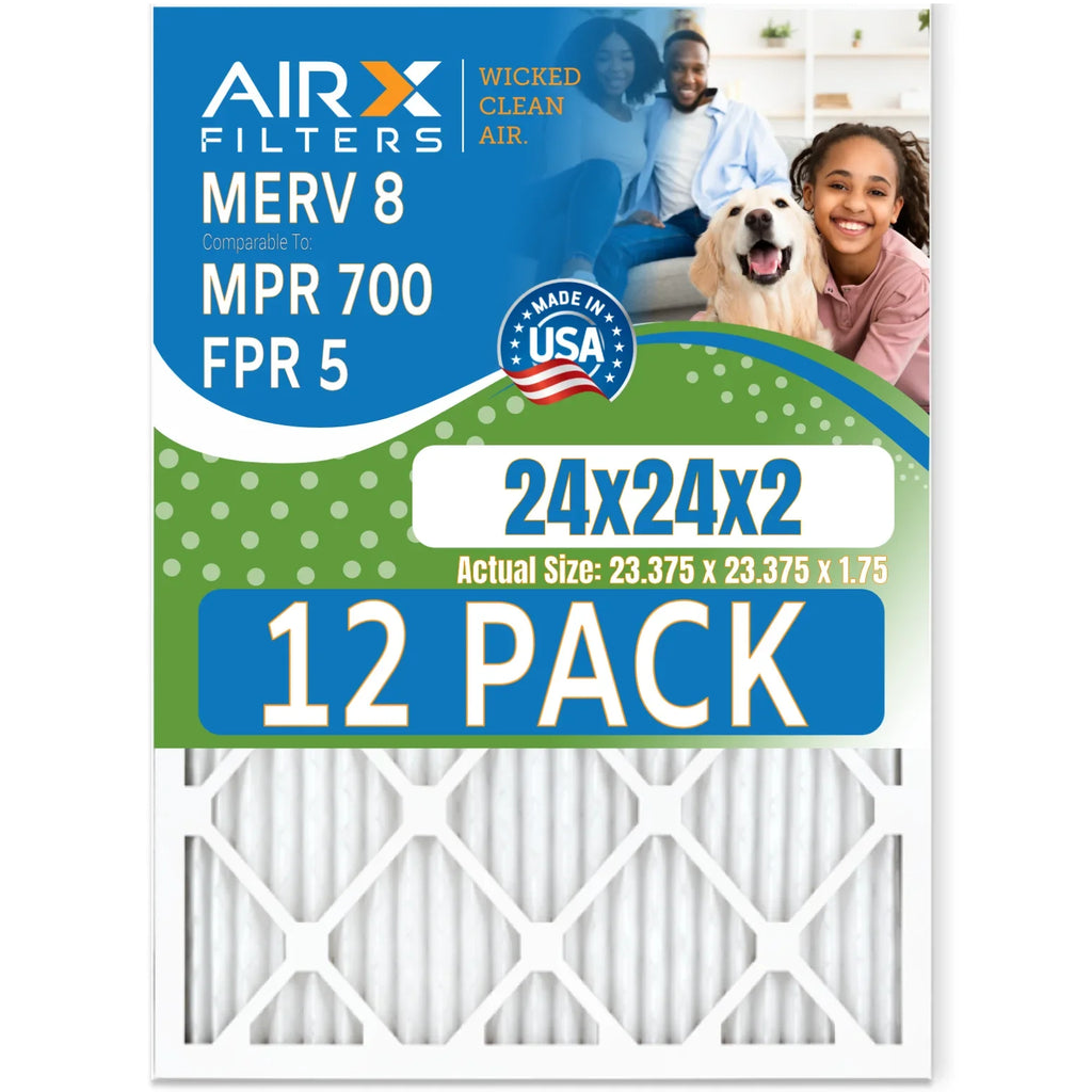 Made 24x24x2 in Filters MPR CLEAN Filter WICKED of 8 FPR 5 FILTERS Pack MERV - Comparable AIR. & Air by 700 12 AIRX Rating, USA to Furnace