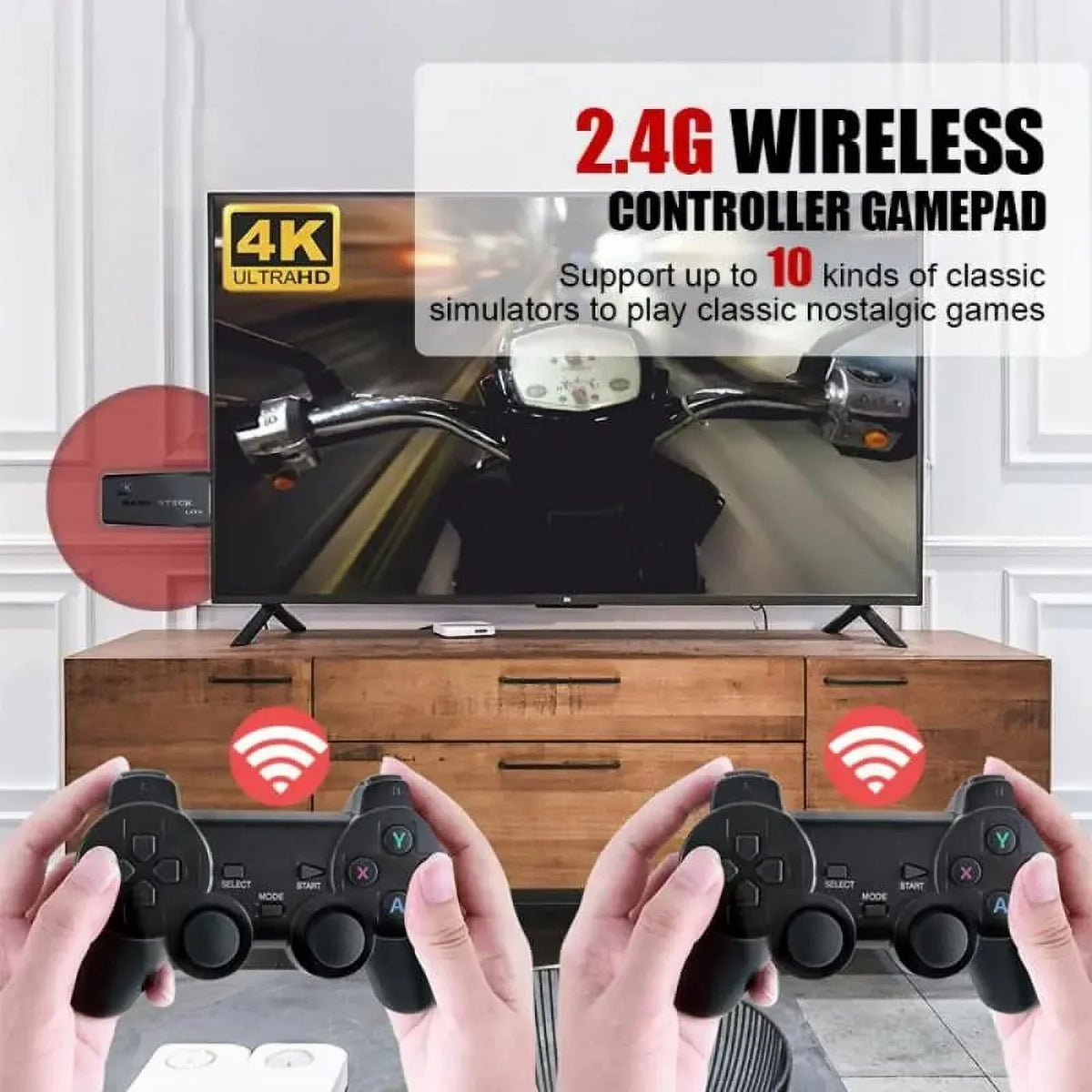 Video TV Family For Classic Controller Retro PS1/GBA/MD 2.4G Game Microea Wireless 4K Gamepads Double Consoles 64G 20000 Gaming Games