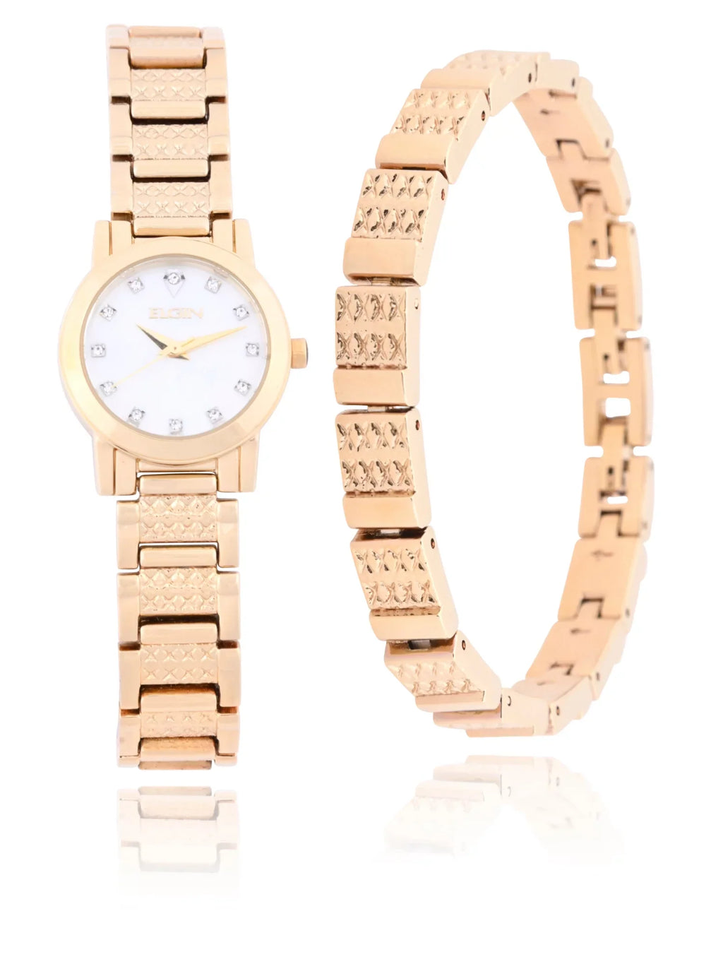 Set Stones Dial Gold and Elgin in with Female Adult Czech Watch MOP (EG180011ST) Bracelet and