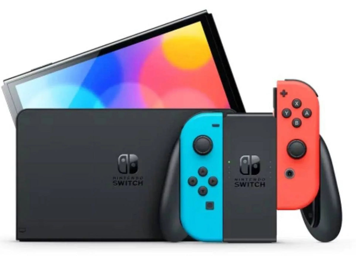 Game Switch OLED with Snap Nintendo Pokemon Neon Blue/Red