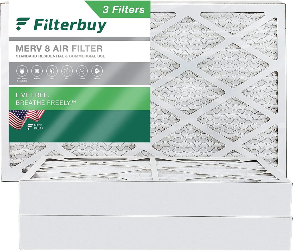 Pleated Filterbuy AC 12x24x4 8 HVAC Furnace MERV Air Filters (3-Pack)