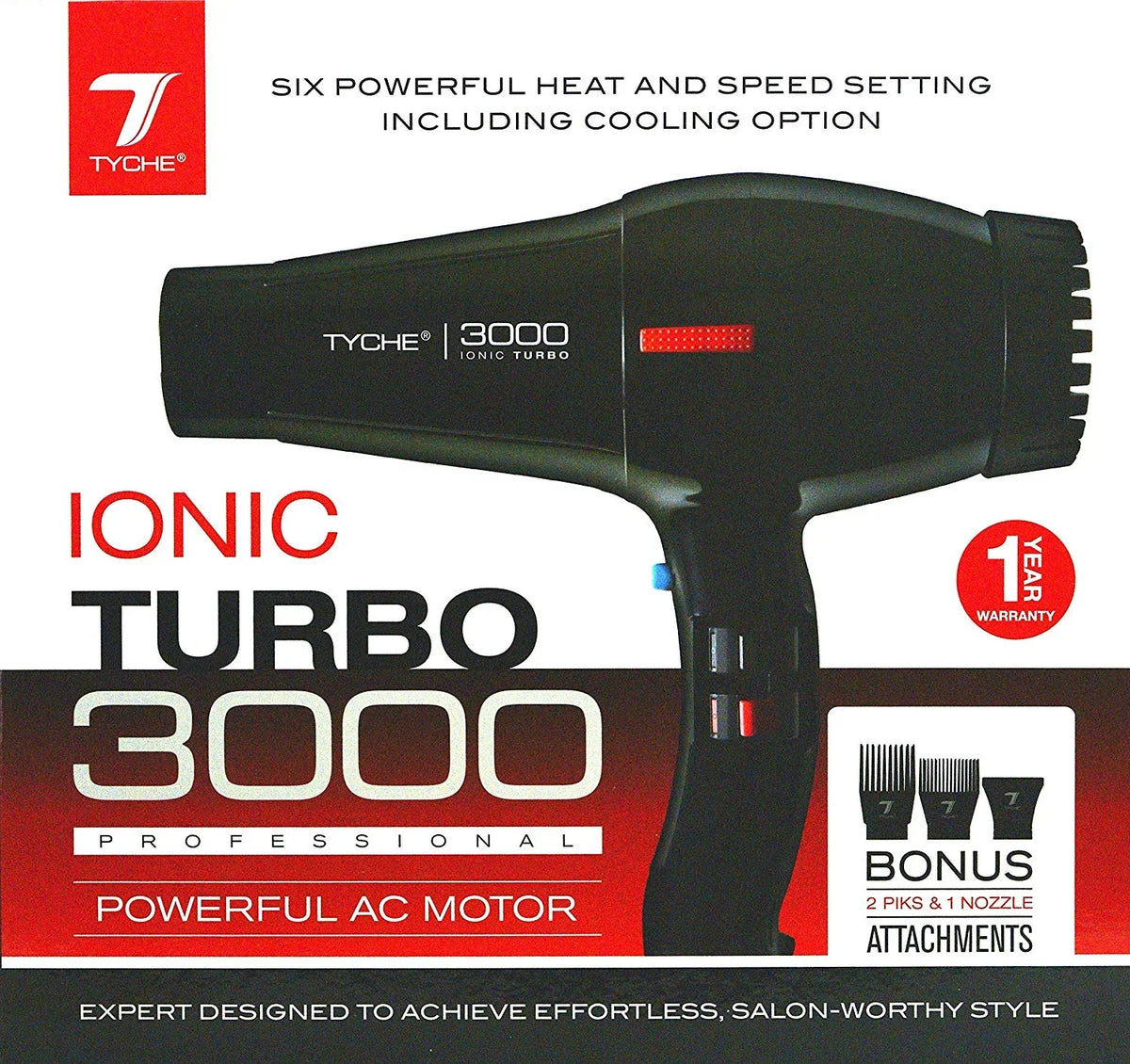 Professional Year Black Ions, (1 Radiation 3000 Air Distribution Tech Heat Warranty) Shine Dryer Power Tyche Negative Fast Hair Ionic & Infrared Ceramic Dries Turbo Hair Hair Electromagnetic