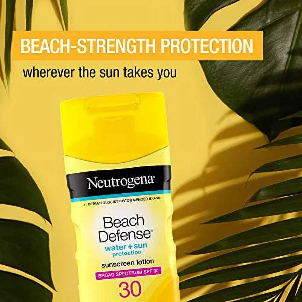 30, Neutrogena Defense Body Beach and Spectrum 6.7 Broad Oil-Free oz SPF Resistant Sunscreen Lotion liquid Fast-Absorbing, with