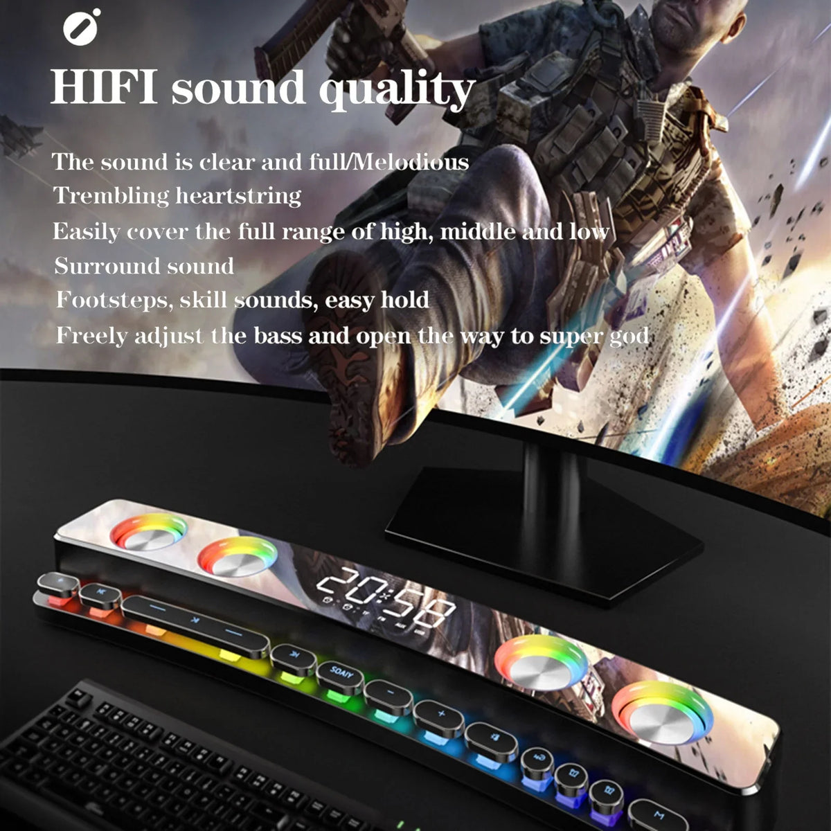 PC Stereo Tablet Stereo Box Computer Bass Input 3600mAh Laptop HiFi BT Speaker for Music Sound Audio Subwoofer Game Speaker Clock Surround Wireless Bar 3D 3.5mm soaiy/SH39 Player Smartphone MP3 Sound